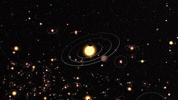 Künstlerische Darstellung von Planeten bei anderen Sternen