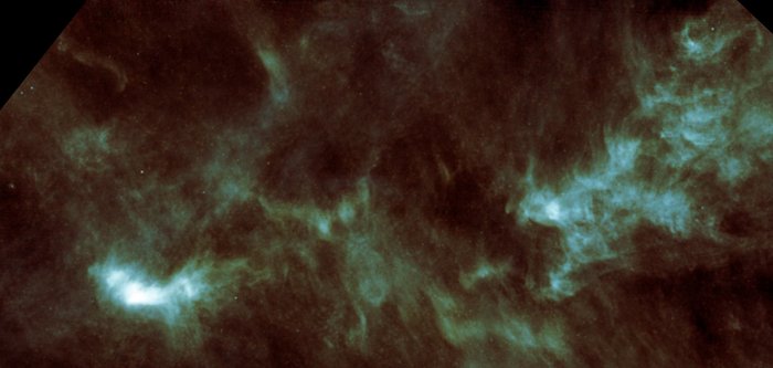 Gasstrukturen in unterschiedlicher Helligkeit im Sternbild Taurus.