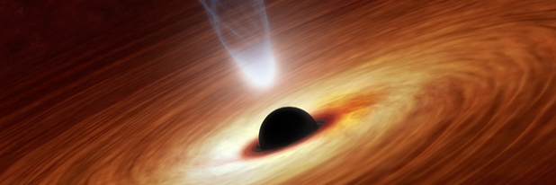 Künstlerische Illustration eines Schwarzen Lochs, Bild: NASA Eine leuchtende Scheibe hat eine dunkle Kugel in der Mitte.
