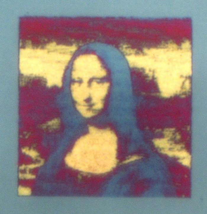 Filigrane Nanostrukturen erzeugen dieses Bild von Mona Lisa Blasser Abdruck der „Mona Lisa“ von Leonardo da Vinci.