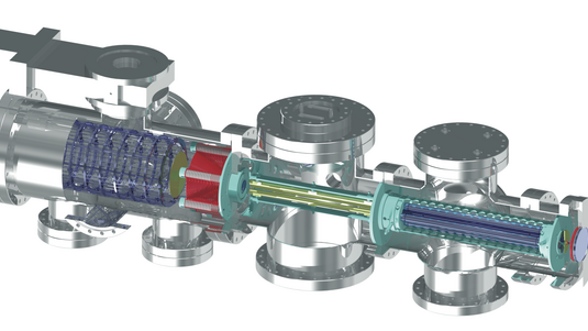 Schematischer Aufbau des Experiment zur Bestimmung des angeregten Kernzustands in Thoriumkernen