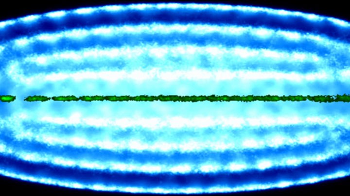 Konzentrische Ellipsen deren große Halbachse von einer gestrichelten Linie durchquert wird.