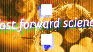 gelbes Muster mit Aufschrift „Fast Forward Science"