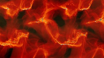 Wolke mit filamentartigen Verdichtungen, in diesen Anhäufungen von Kreisen