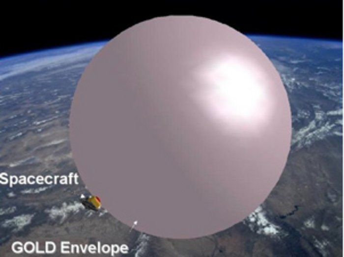 Helium-Ballon bremst Satellit Helium-Ballon bremst Satellit