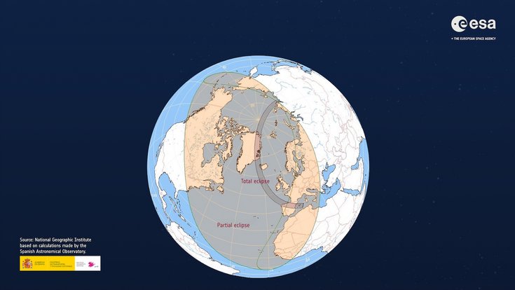 Auf einer Globusdarstellung verläuft ein schmaler dunkler Streifen über Grönland, Island und Spanien, umgeben von einem breiteren helleren Bereich über Nordamerika, Europa und Nordafrika.