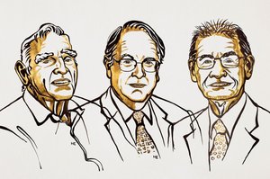 Die Illustration zeigt die drei Nobelpreisträger für Chemie 2019