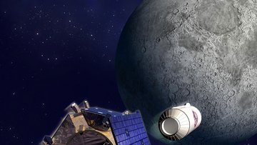 Raumsonde, Raketenstufe und Mond