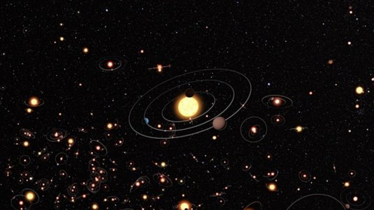 Künstlerische Darstellung von Planeten bei anderen Sternen