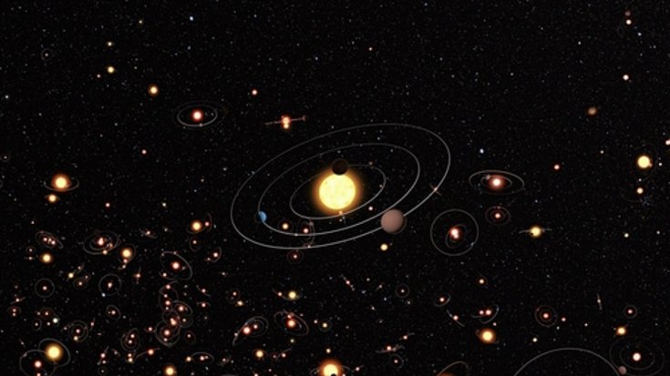 Künstlerische Darstellung von Planeten bei anderen Sternen