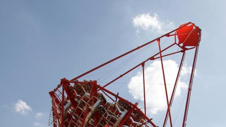 CTA-Prototyp, Bildquelle: DESY, Lizenz: gemäß den Bedingungen der Quelle Teleskop-Antenne
