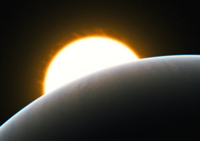 Künstlerische Darstellung des Planeten um den Stern HD 209458 Künstlerische Darstellung des Planeten um den Stern HD 209458