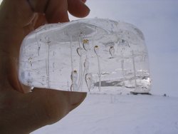 Methanblasen in Eis