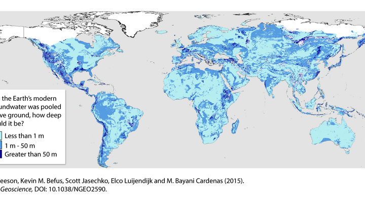 Weltkarte mit eingezeichneter Wasserverteilung
