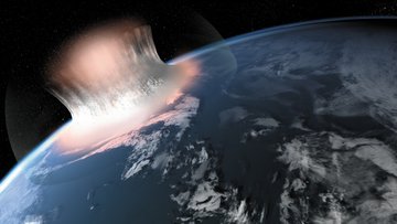 Künstlerische Darstellung eines Asteroideneinschlags