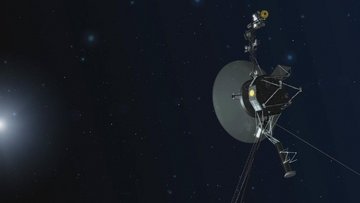 Eine Sonde vor dunklem Sternenhimmel