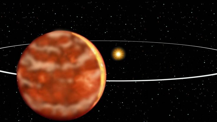 Künstlerische Darstellung eines Braunen Zwergs in einer Umlaufbahn um einen Stern; Quelle: Gemini Observatory