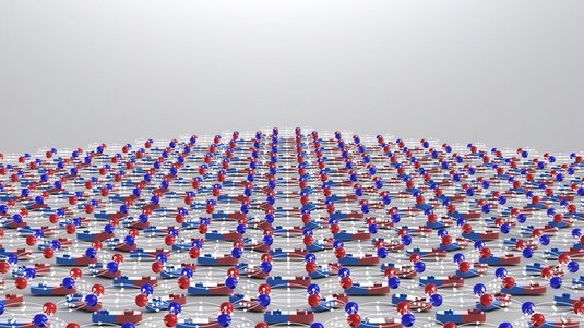 Areal von winzigen Nanomagneten, die in einer zweidimensionalen Schicht angeordnet sind (Grafik)