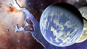 Kosmische Gaswolke und Planeten