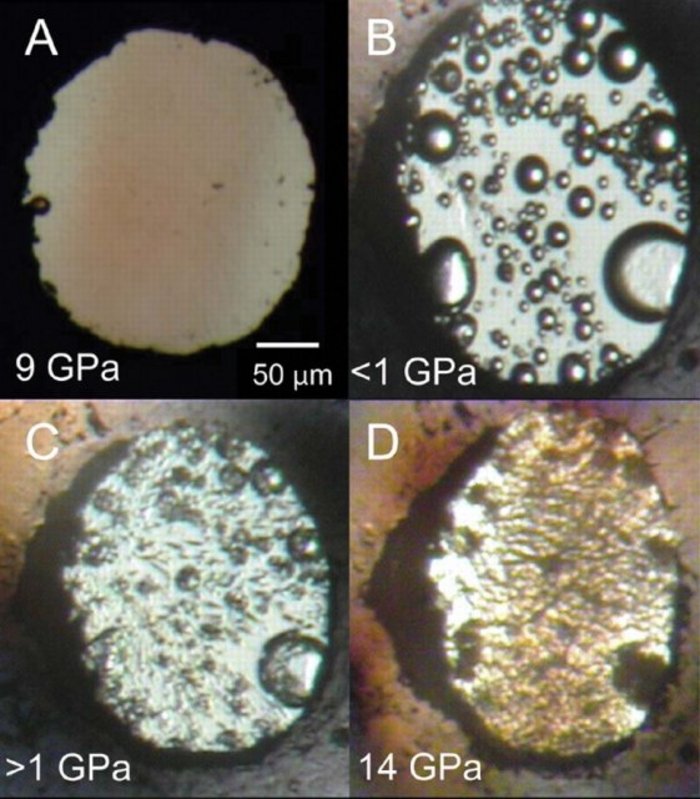 Unter hohen Drücken verändert sich die Struktur von Wasser