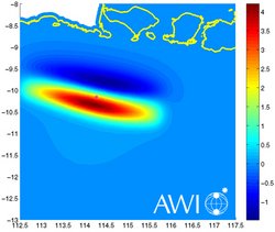 Momentaufnahme aus einer Tsunami-Simulation