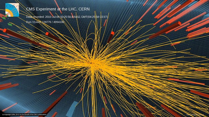 Proton-Proton-Kollision im CMS; Quelle: CERN, Lucas Taylor Proton-Proton-Kollision im CMS; Quelle: CERN, Lucas Taylor