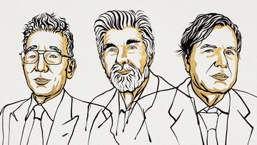 Die Illustration zeigt die drei Gewinner des Physiknobelpreises 2021