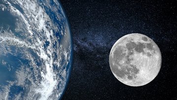 Erde und Mond nebeneinander
