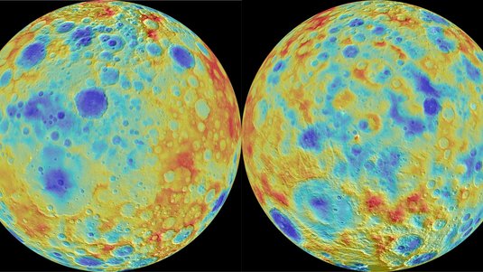 Topografische Karte des Zwergplaneten Ceres.