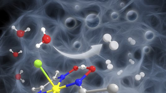 Elektrolyse mit Karalysatoren, dargestellt mit Molekülketten