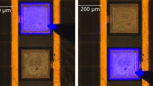 Streifen mit MicroLEDs in vergrößerter Ansicht