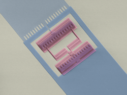 Eine Nahhaufnahme eines Schaltkreises, der auf einem Mikrochip aufgebracht ist.