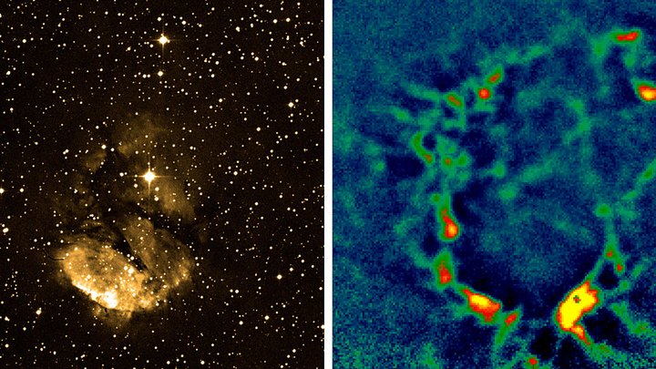 Optische und Infrarotaufnahme einer Galaxie