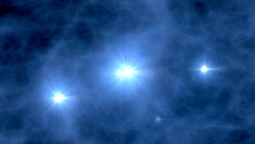 Weiße Sterne im dunkelblauen Weltall