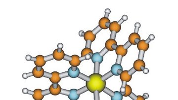 Ein zentrales Eisenatom wird von einem Netz anderer Atome umgeben.