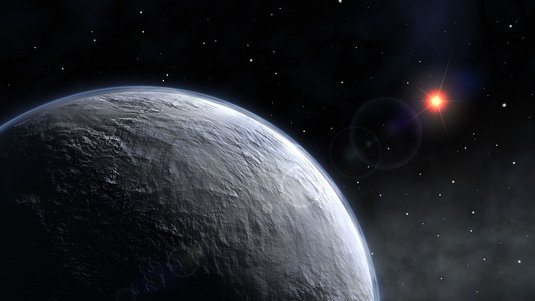 Darstellung eines Exoplaneten, der einen Stern umkreist