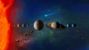 Künstlerische Darstellung des Sonnensystems