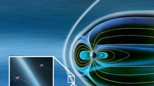 Die Cluster-Satelliten befinden sich am Rande der Magnetosphäre der Erde