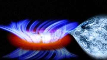 Schwarzes Loch mit Akkretionsscheibe und Wind