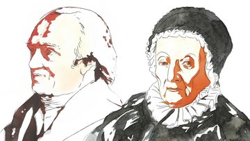 Gezeichnete Porträts von Wilhelm und Caroline Herschel