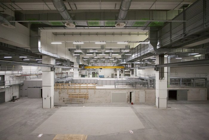 Die Experimentierhalle am European XFEL Weitwinkelfoto der unterirdischen Experimentierhalle am European XFEL in Schenefeld.