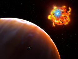 Planet bei einem roten Zwergstern 