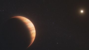 Ein Planet im All, im Hintegrund befindet sich als leuchtender Punkt ein Stern