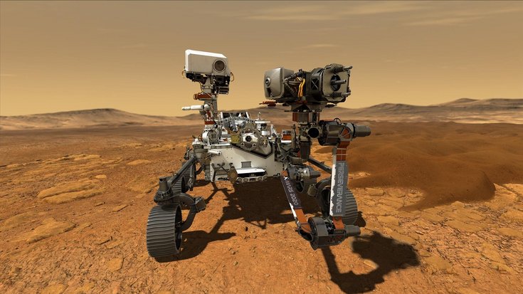 Ein Rover auf einer felsigen Planetenoberfläche