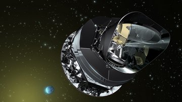 Künstlerische Darstellung des Planck-Observatoriums im Weltall