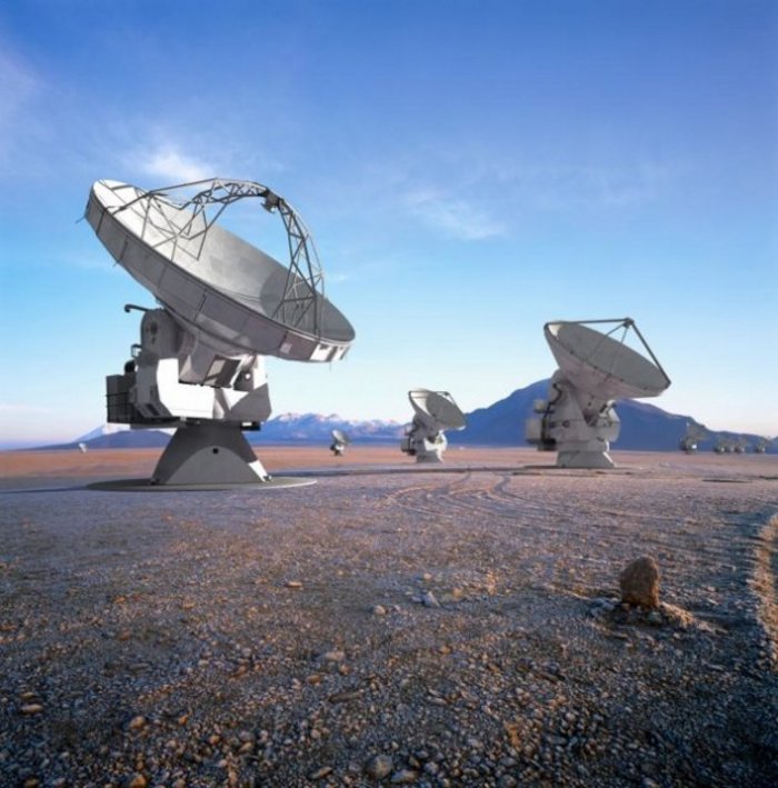 Geplante Antennenanlage ALMA (Computermontage) Geplante Antennenanlage ALMA (Computermontage)