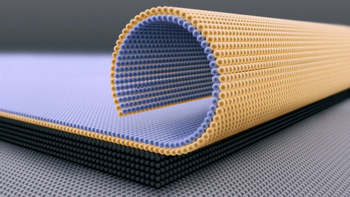nanometergroße Schichten rollen sich auf