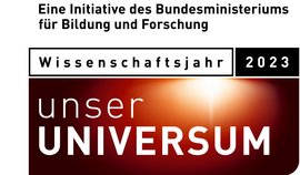 Logo des Wissenschaftsjahrs 2023 zum Thema: Unser Universum