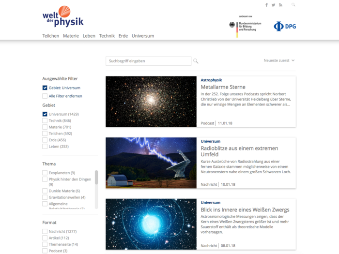 Das neue Medienarchiv von Welt der Physik Das neue Medienarchiv von Welt der Physik