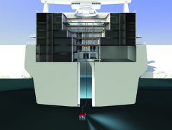 Infografik. Die Aurora Borealis im Querschnitt. Etagenaufbau im Inneren mit zentraler Öffnung.